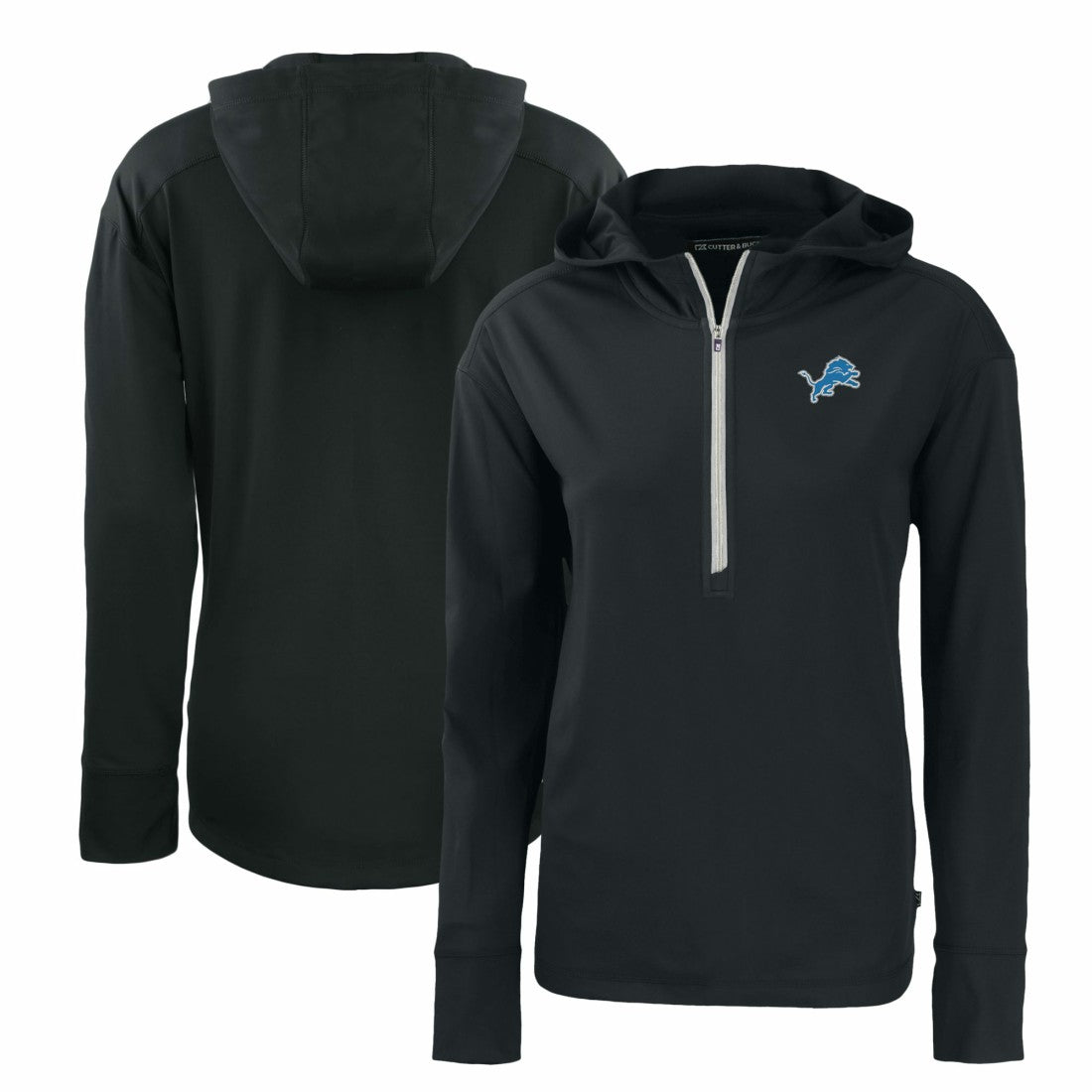 Detroit Lions Cutter & Buck Women's Primary Mark Daybreak Eco Recycled Half-Zip Hoodie Black | NFL