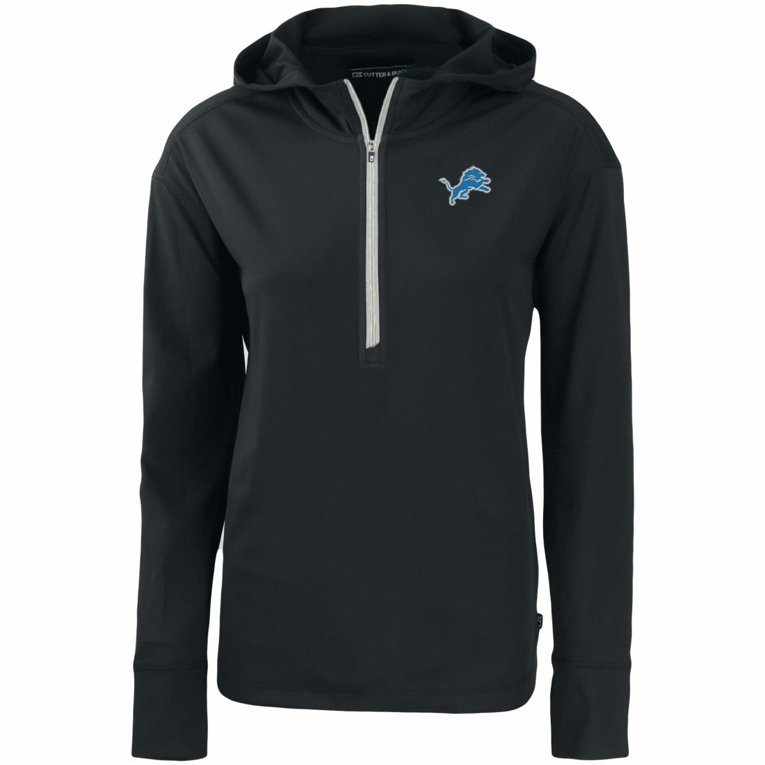 Detroit Lions Cutter & Buck Women's Primary Mark Daybreak Eco Recycled Half-Zip Hoodie Black | NFL