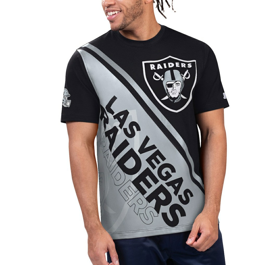 Las Vegas Raiders Starter Finish Line Extreme Graphic T-Shirt Black/Silver | NFL