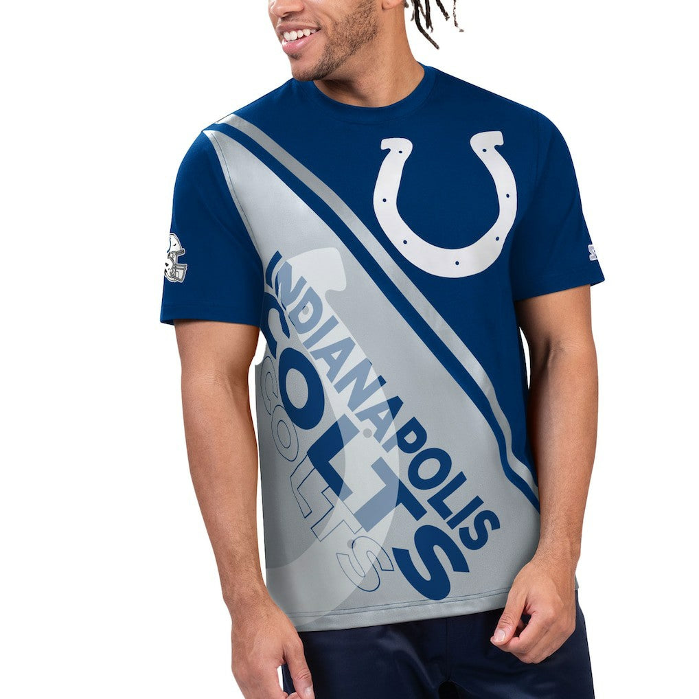 Indianapolis Colts Starter Finish Line Extreme Graphic T-Shirt Royal/White | NFL