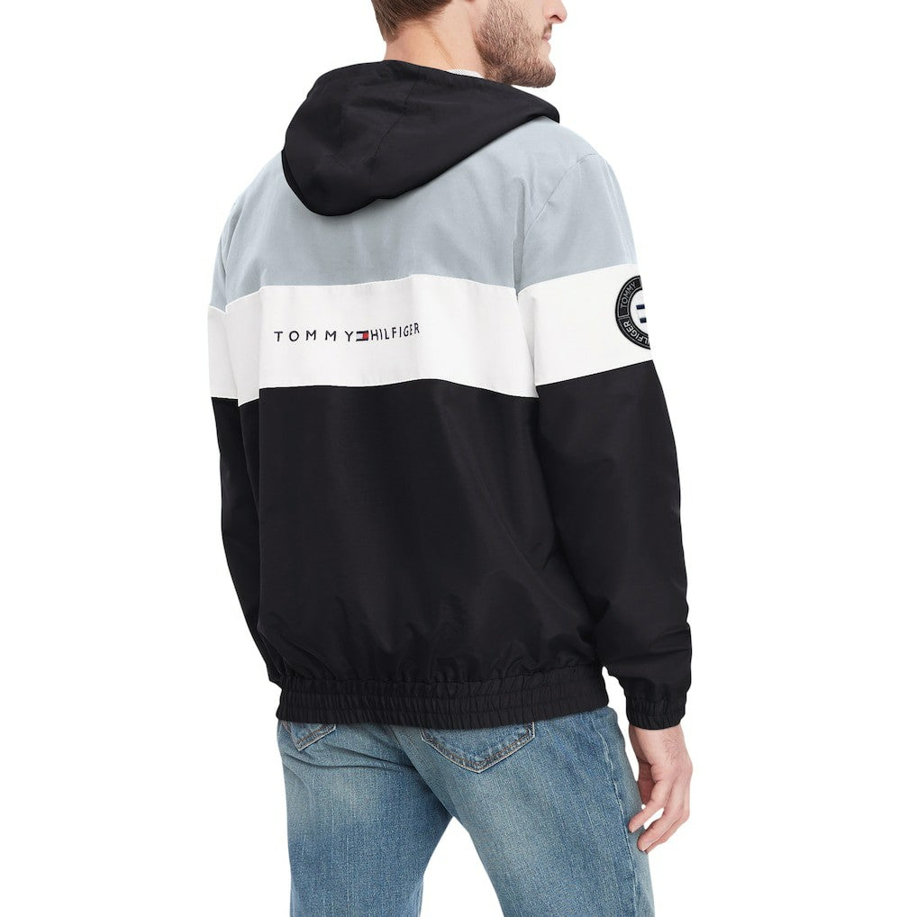 Las Vegas Raiders Tommy Hilfiger Enzo Half-Zip Hoodie Jacket Black/Silver | NFL