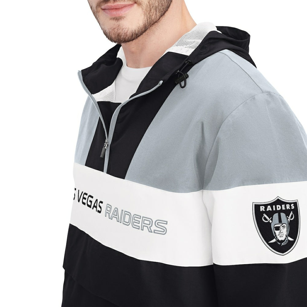 Las Vegas Raiders Tommy Hilfiger Enzo Half-Zip Hoodie Jacket Black/Silver | NFL