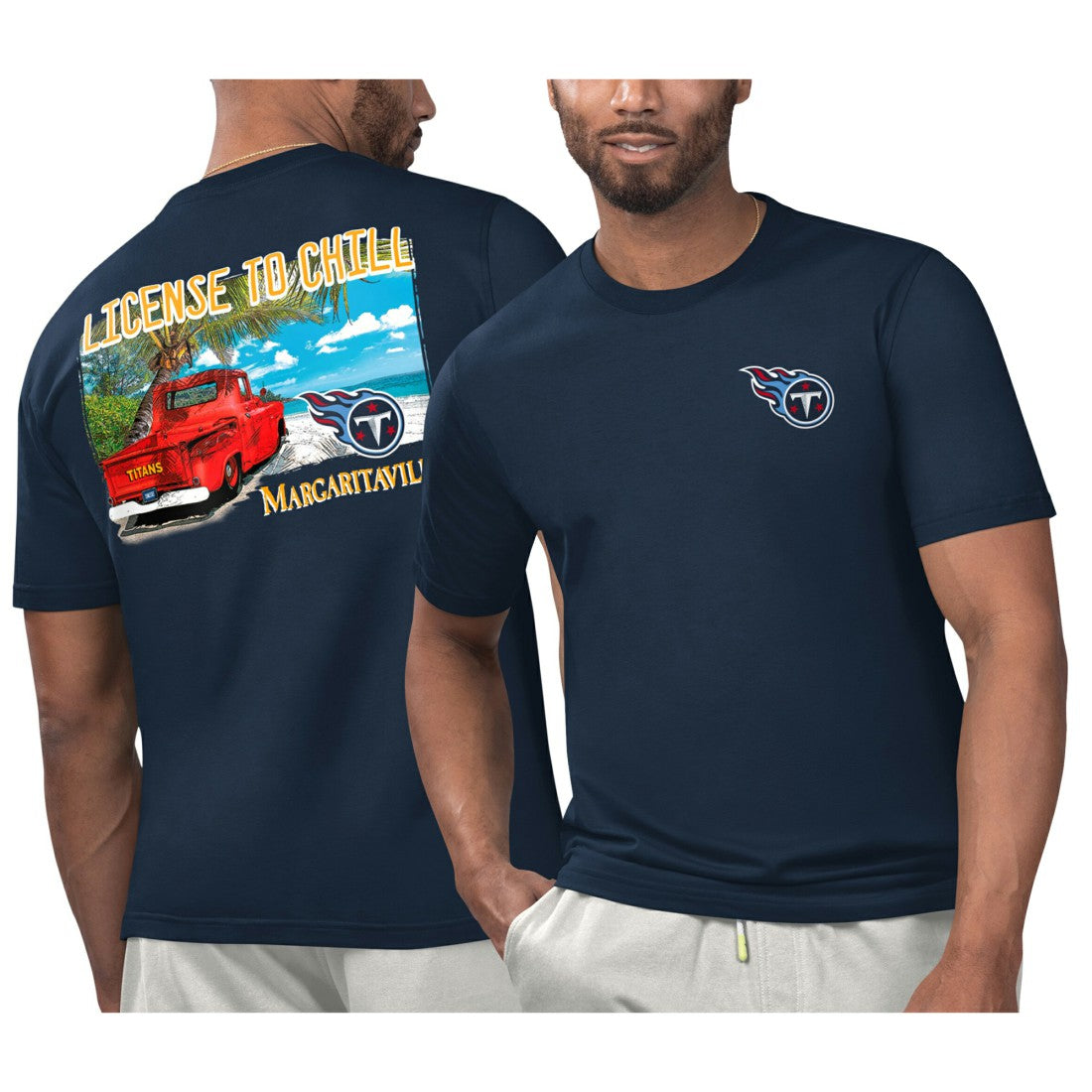 Tennessee Titans Margaritaville Licensed to Chill T-Shirt Navy | NFL