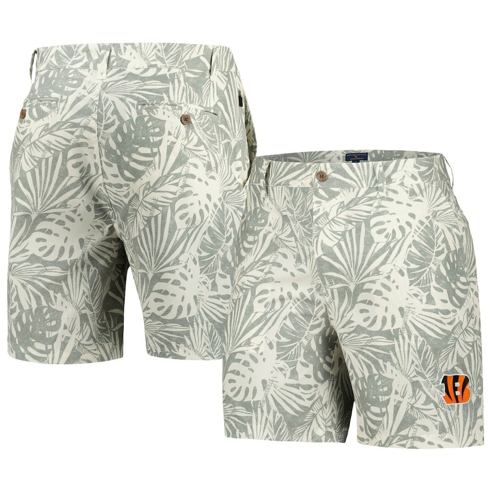 Cincinnati Bengals Margaritaville Sandwashed Monstera Print Amphib Shorts Gray | NFL