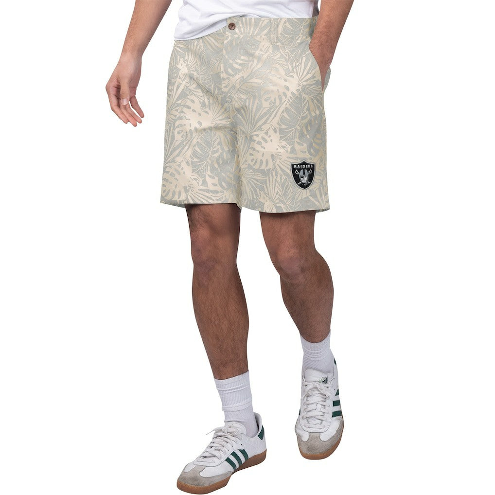 Las Vegas Raiders Margaritaville Sandwashed Monstera Print Amphib Shorts Gray | NFL