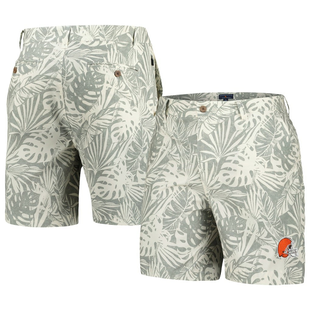 Cleveland Browns Margaritaville Sandwashed Monstera Print Amphib Shorts Gray | NFL