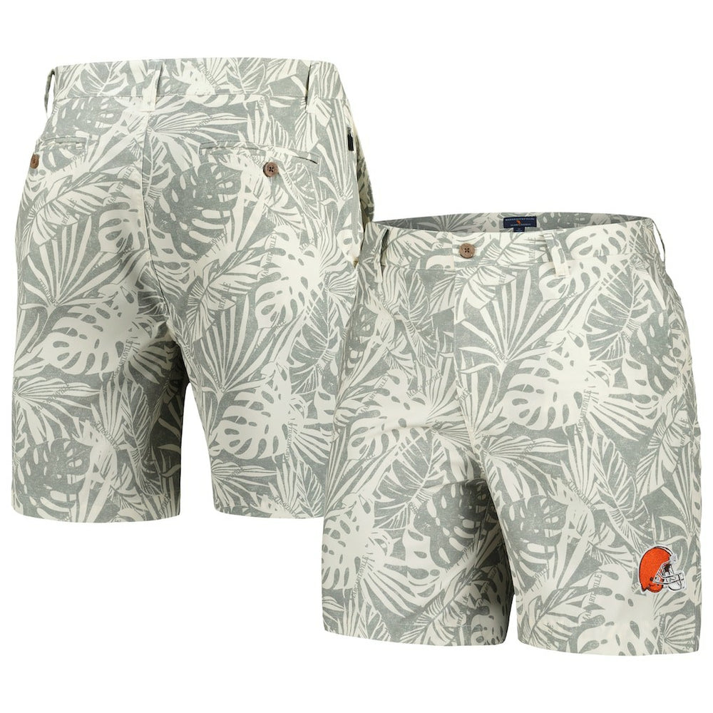 Cleveland Browns Margaritaville Sandwashed Monstera Print Amphib Shorts Gray | NFL