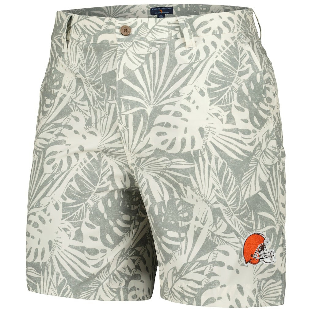 Cleveland Browns Margaritaville Sandwashed Monstera Print Amphib Shorts Gray | NFL
