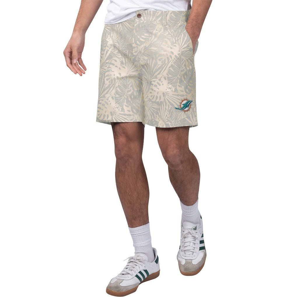 Miami Dolphins Margaritaville Sandwashed Monstera Print Amphib Shorts Gray | NFL