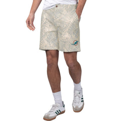 Miami Dolphins Margaritaville Sandwashed Monstera Print Amphib Shorts Gray | NFL