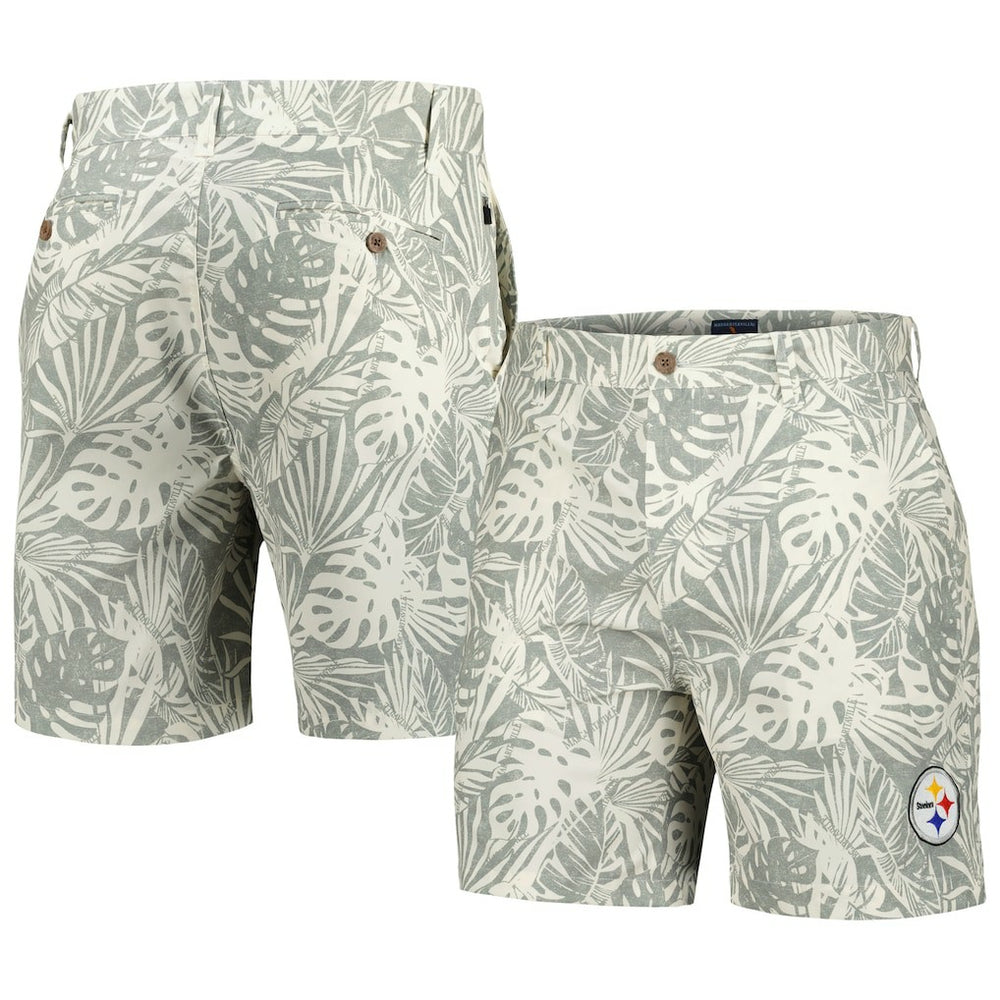 Pittsburgh Steelers Margaritaville Sandwashed Monstera Print Amphib Shorts Gray | NFL