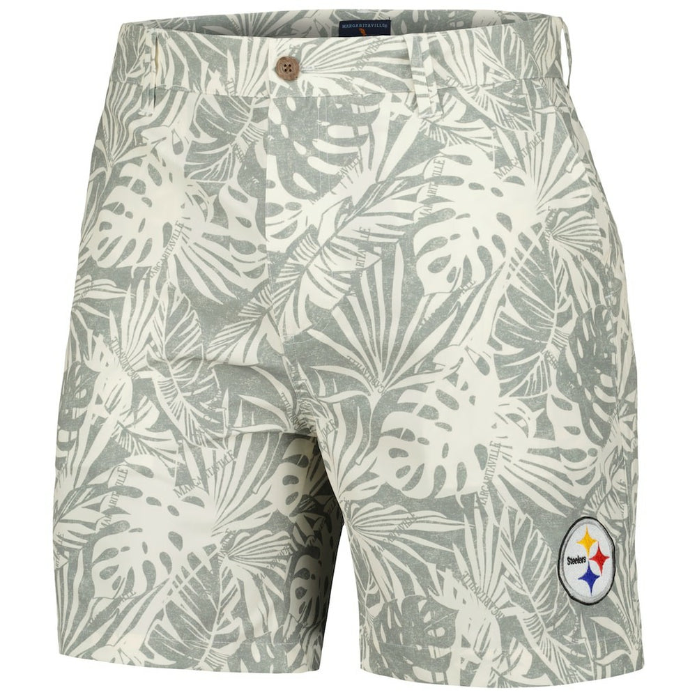 Pittsburgh Steelers Margaritaville Sandwashed Monstera Print Amphib Shorts Gray | NFL