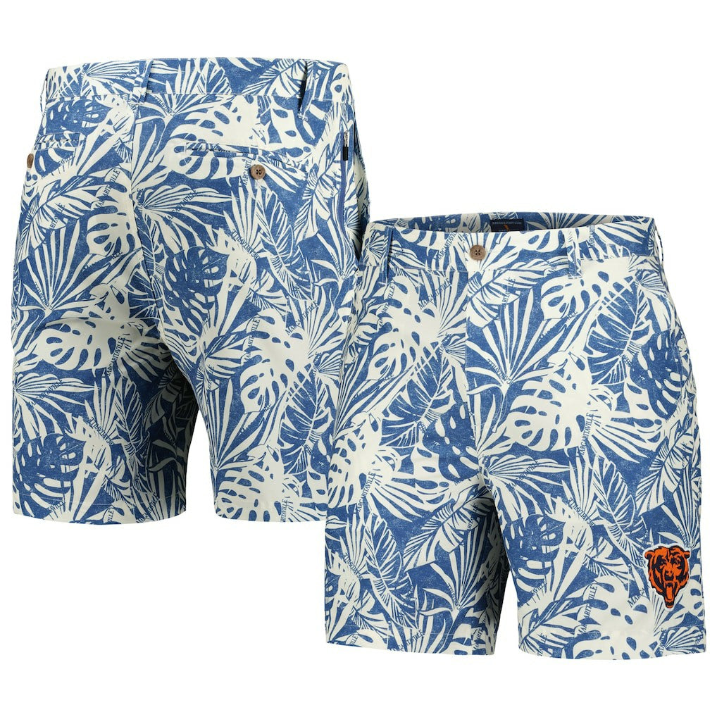 Chicago Bears Margaritaville Sandwashed Monstera Print Amphib Shorts Navy | NFL