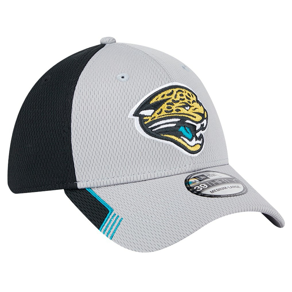 New Era Jacksonville Jaguars Gray Throwback Active Visor Trim 39THIRTY Flex Hat | NFL