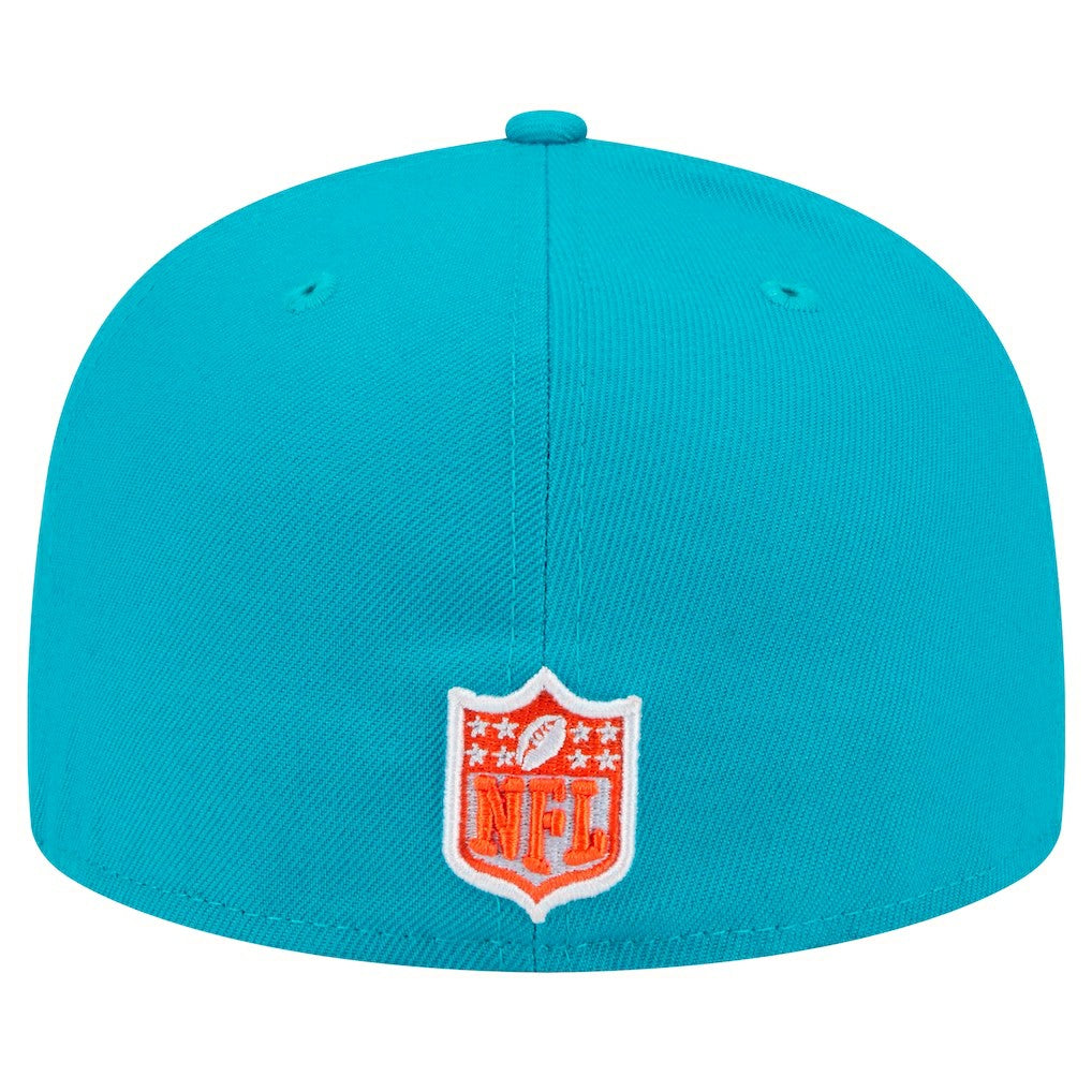 Miami Dolphins New Era Script Sided 59FIFTY Fitted Hat Aqua | NFL
