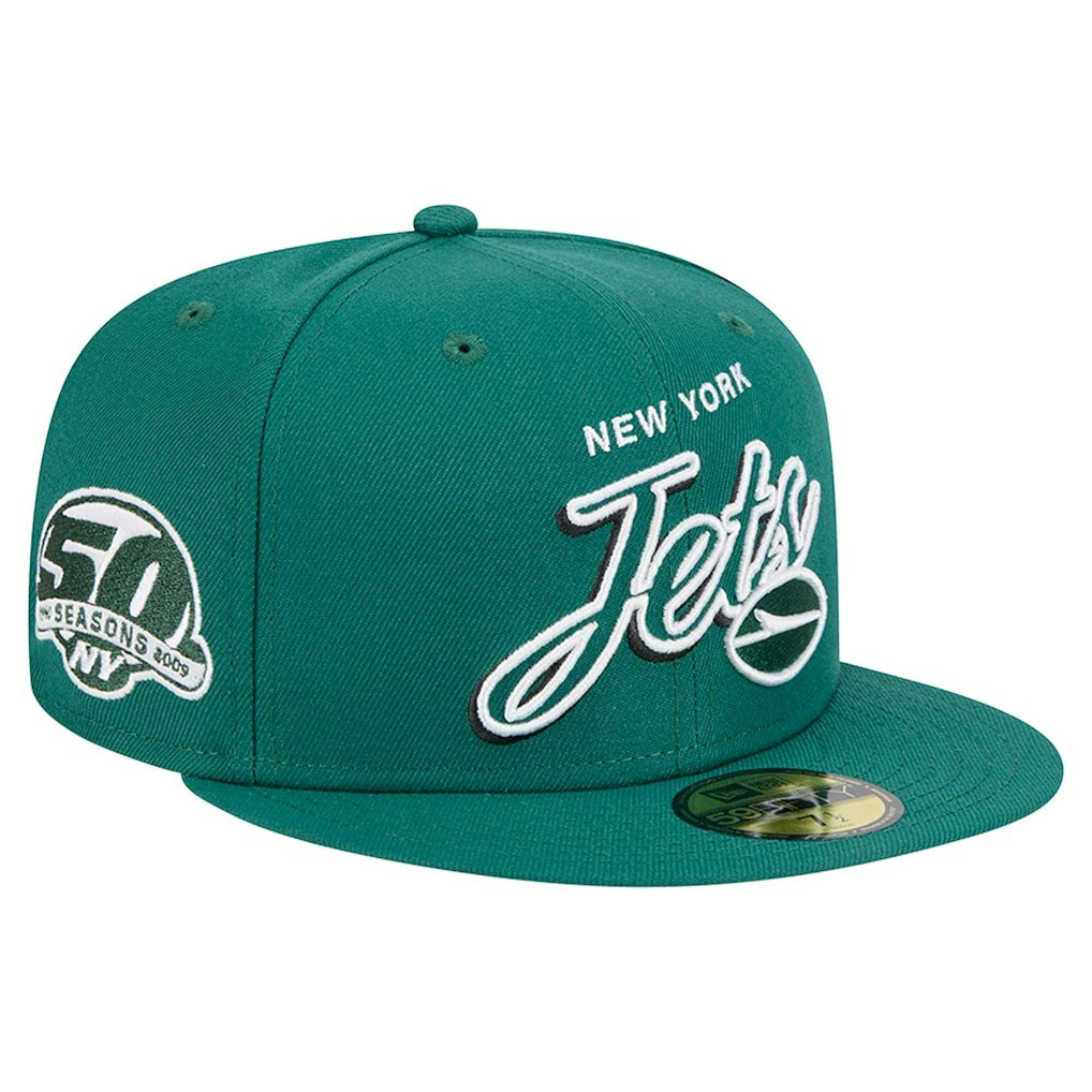 New York Jets New Era Script Sided 59FIFTY Fitted Hat Green | NFL