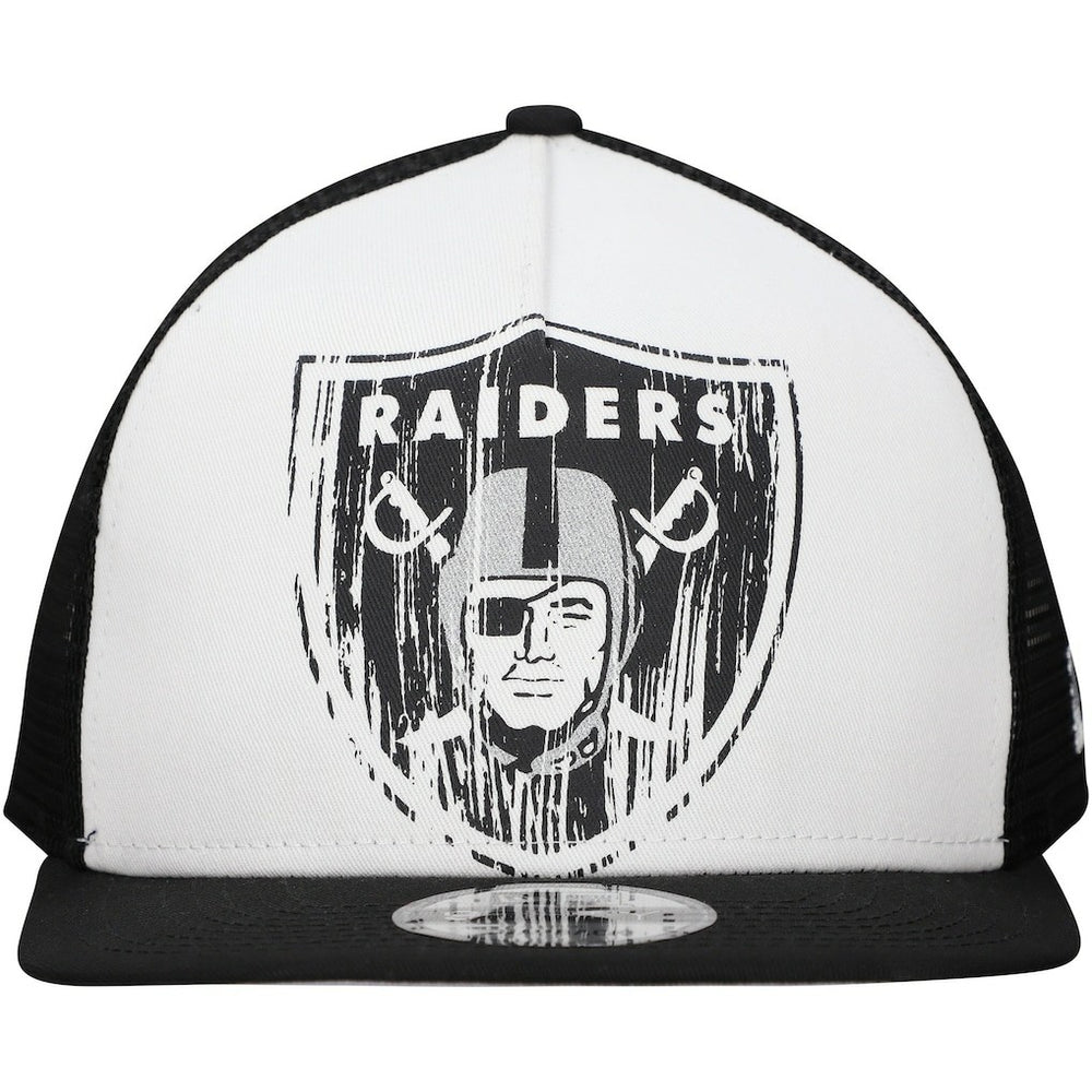 New Era Las Vegas Raiders Distressed 9FIFTY A-Frame Snapback Hat White/Black | NFL