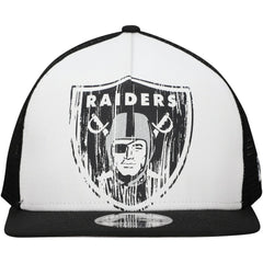 New Era Las Vegas Raiders Distressed 9FIFTY A-Frame Snapback Hat White/Black | NFL