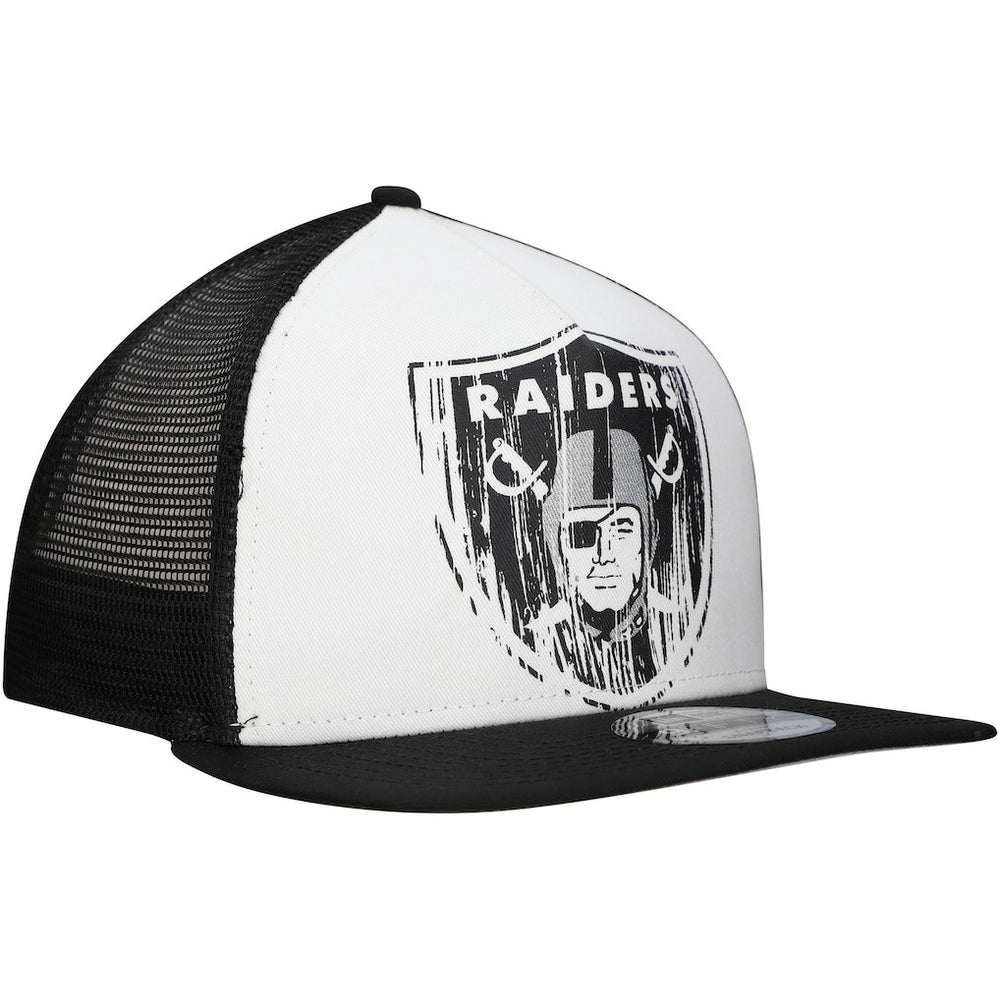 New Era Las Vegas Raiders Distressed 9FIFTY A-Frame Snapback Hat White/Black | NFL