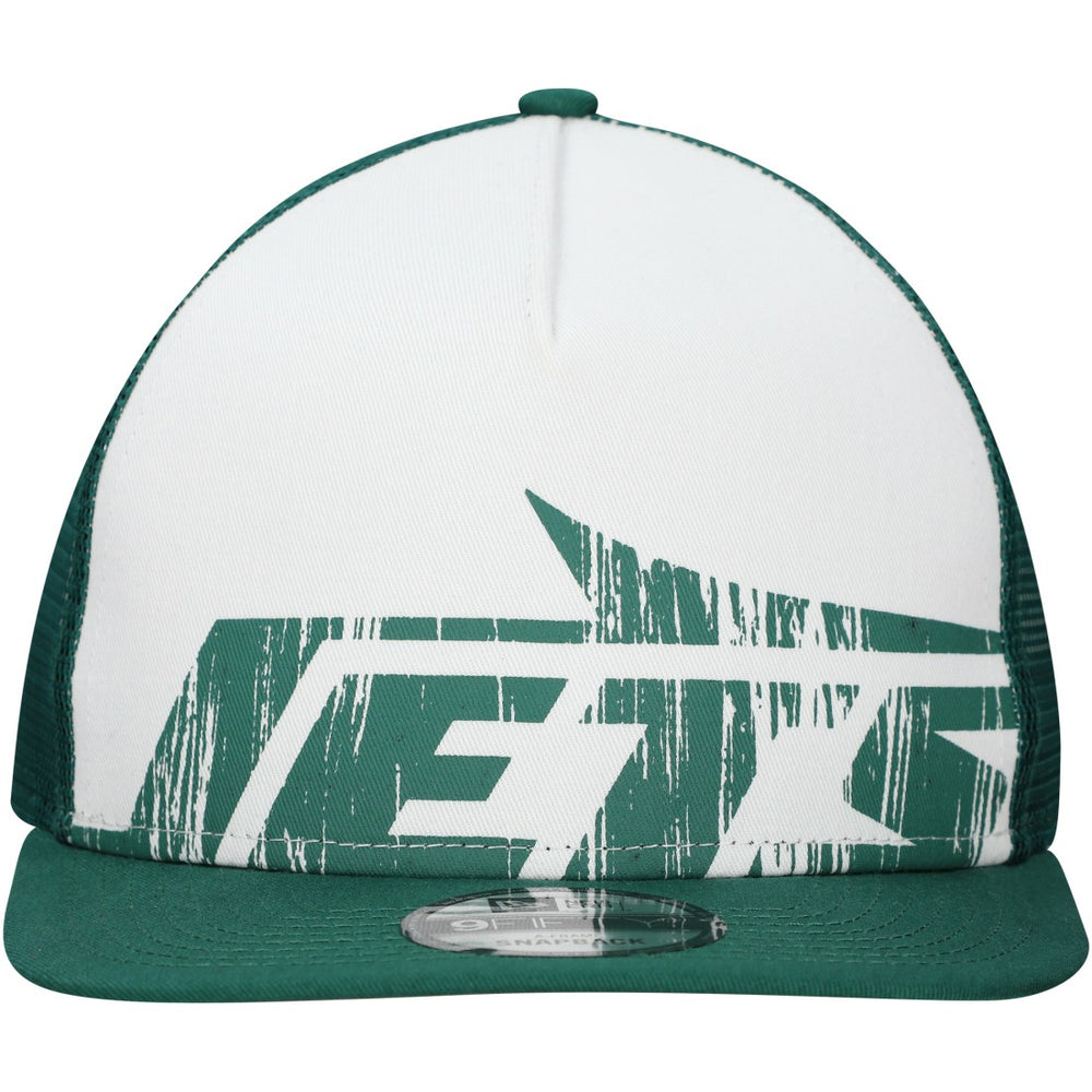 New Era New York Jets Distressed 9FIFTY A-Frame Snapback Hat White/Green | NFL