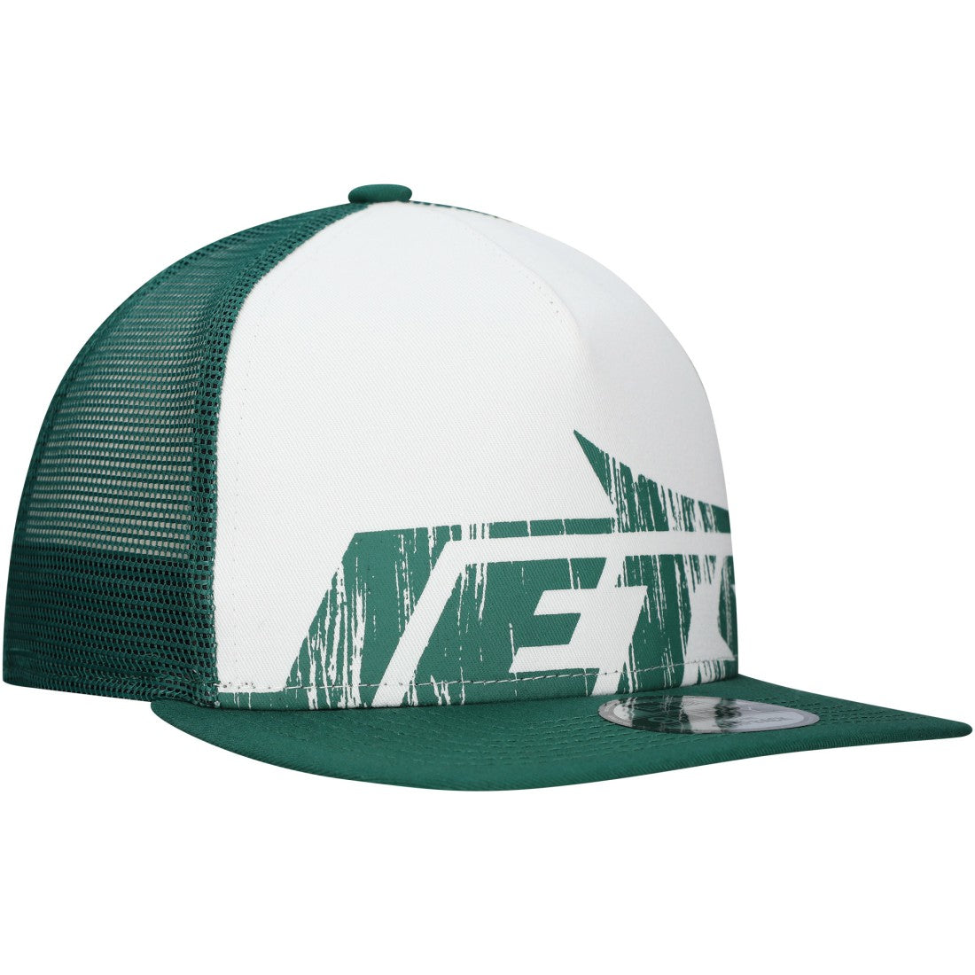 New Era New York Jets Distressed 9FIFTY A-Frame Snapback Hat White/Green | NFL
