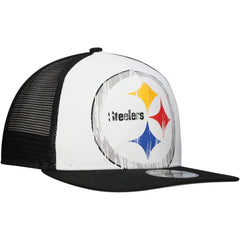 New Era Pittsburgh Steelers Distressed 9FIFTY A-Frame Snapback Hat White/Black | NFL