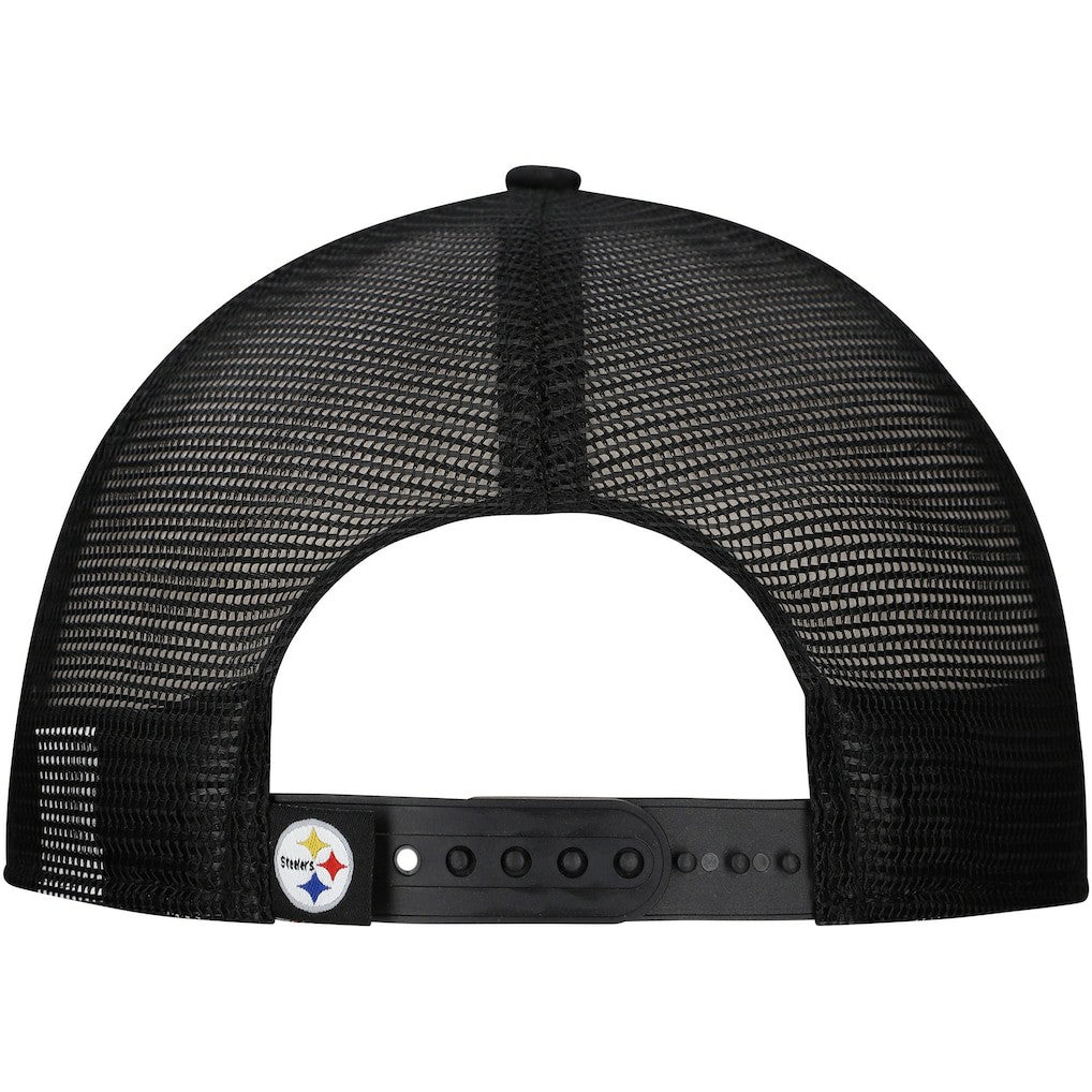 New Era Pittsburgh Steelers Distressed 9FIFTY A-Frame Snapback Hat White/Black | NFL