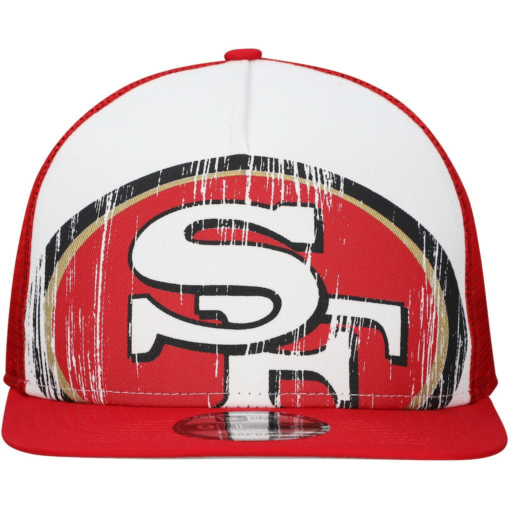 New Era San Francisco 49ers Distressed 9FIFTY A-Frame Snapback Hat White/Scarlet | NFL