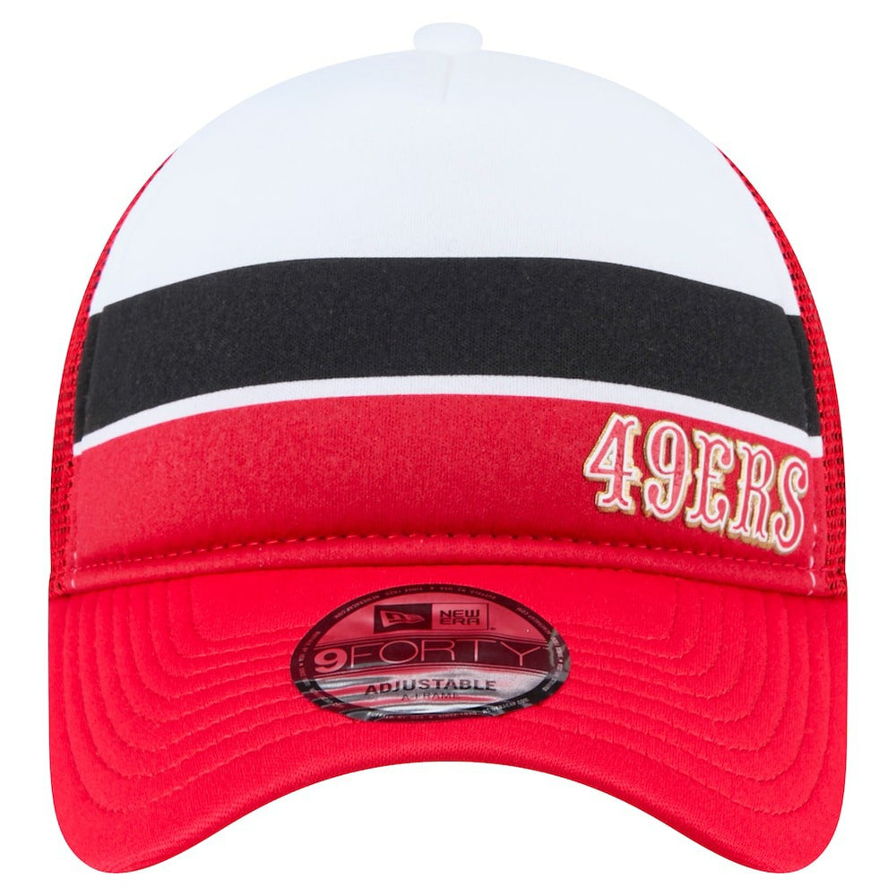 San Francisco 49ers New Era Sport Night Color Block 9FORTY A-Frame Trucker Adjustable Hat White/Scarlet | NFL