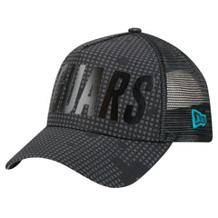 Jacksonville Jaguars New Era Midnight Ink Tonal Text A-Frame Trucker 9FORTY Adjustable Hat Black | NFL