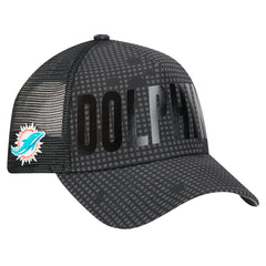 Miami Dolphins New Era Midnight Ink Tonal Text A-Frame Trucker 9FORTY Adjustable Hat Black | NFL
