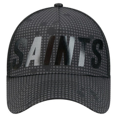 New Orleans Saints New Era Midnight Ink Tonal Text A-Frame Trucker 9FORTY Adjustable Hat Black | NFL