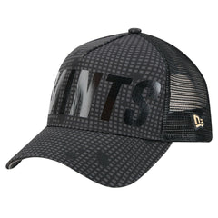 New Orleans Saints New Era Midnight Ink Tonal Text A-Frame Trucker 9FORTY Adjustable Hat Black | NFL