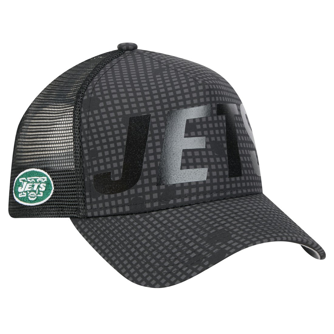 New York Jets New Era Throwback Midnight Ink Tonal Text A-Frame Trucker 9FORTY Adjustable Hat Black | NFL