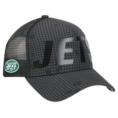 New York Jets New Era Throwback Midnight Ink Tonal Text A-Frame Trucker 9FORTY Adjustable Hat Black | NFL