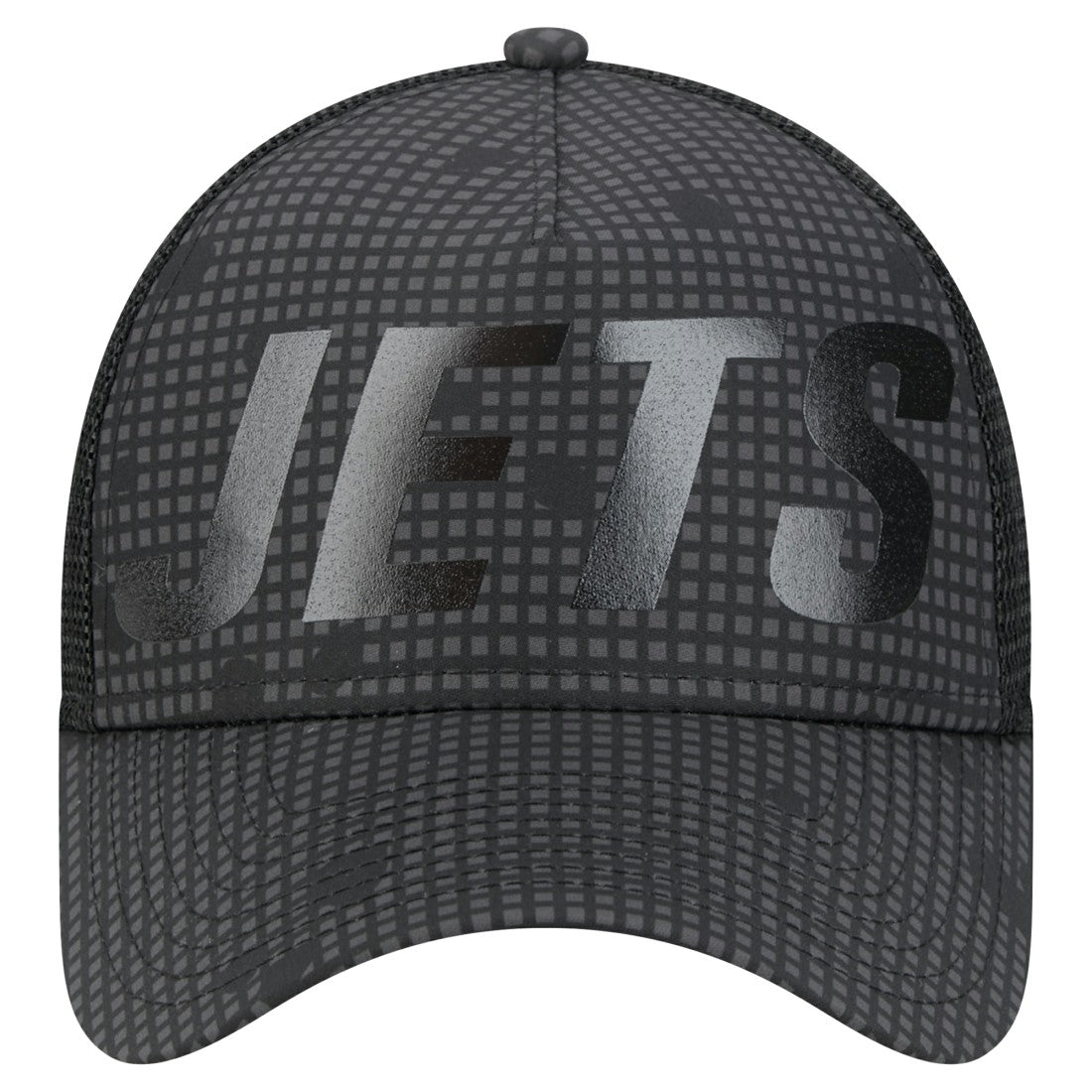 New York Jets New Era Throwback Midnight Ink Tonal Text A-Frame Trucker 9FORTY Adjustable Hat Black | NFL