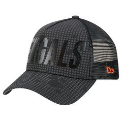 Cincinnati Bengals New Era Midnight Ink Tonal Text A-Frame Trucker 9FORTY Adjustable Hat Black | NFL
