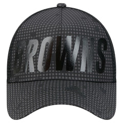 Cleveland Browns New Era Throwback Midnight Ink Tonal Text A-Frame Trucker 9FORTY Adjustable Hat Black | NFL