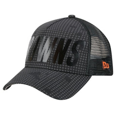 Cleveland Browns New Era Throwback Midnight Ink Tonal Text A-Frame Trucker 9FORTY Adjustable Hat Black | NFL