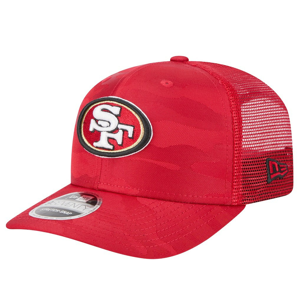 San Francisco 49ers New Era Adventure Camo Trucker 9SEVENTY Stretch-Snap Adjustable Hat Scarlet | NFL