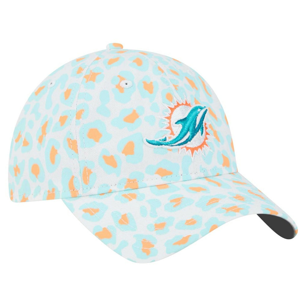 Miami Dolphins New Era Women's Active Leopard 9TWENTY Adjustable Hat White | NFL