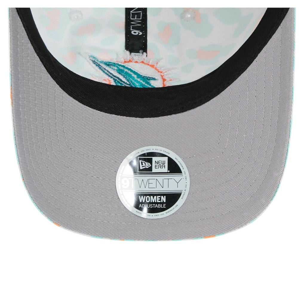 Miami Dolphins New Era Women's Active Leopard 9TWENTY Adjustable Hat White | NFL