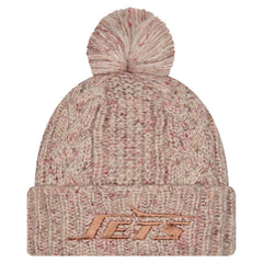 New York Jets New Era Women's Trendy Tone Cuffed Knit Hat with Pom Stone | NFL