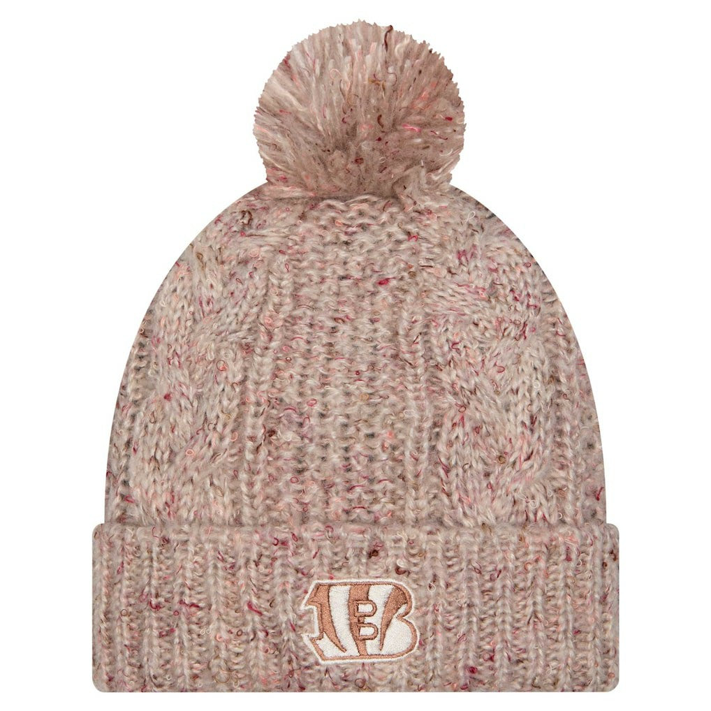 Cincinnati Bengals New Era Women's Trendy Tone Cuffed Knit Hat with Pom Stone | NFL
