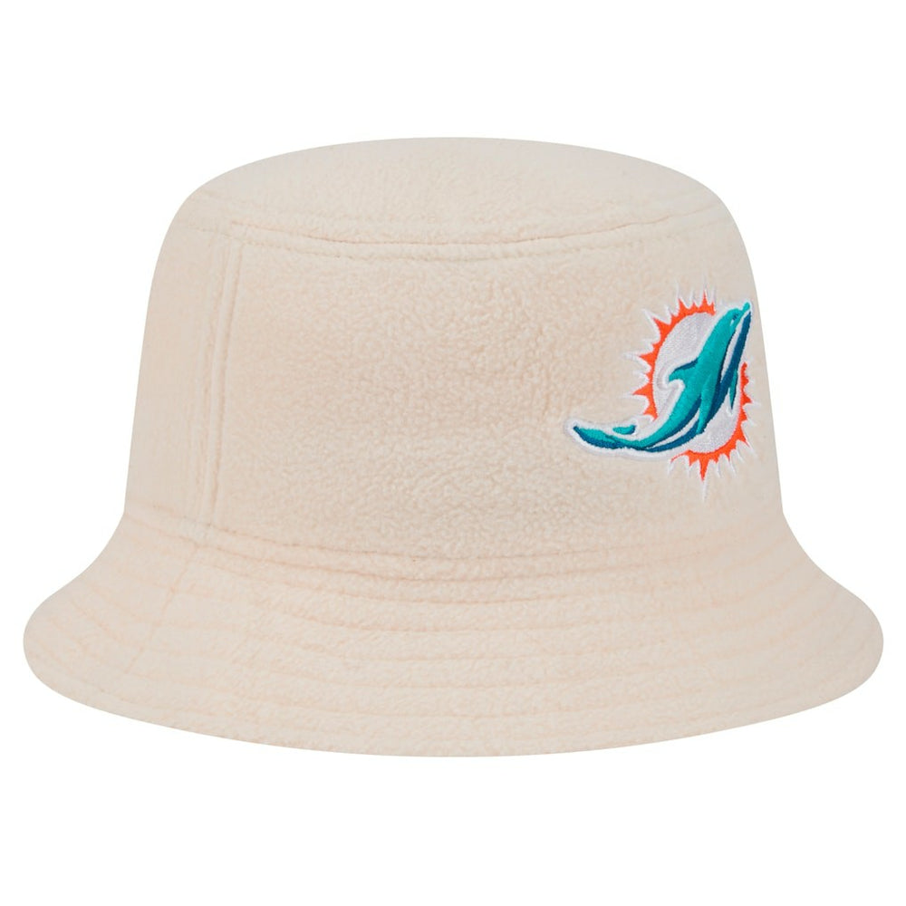 Miami Dolphins New Era Women's Cozy Sherpa Bucket Hat Cream | NFL