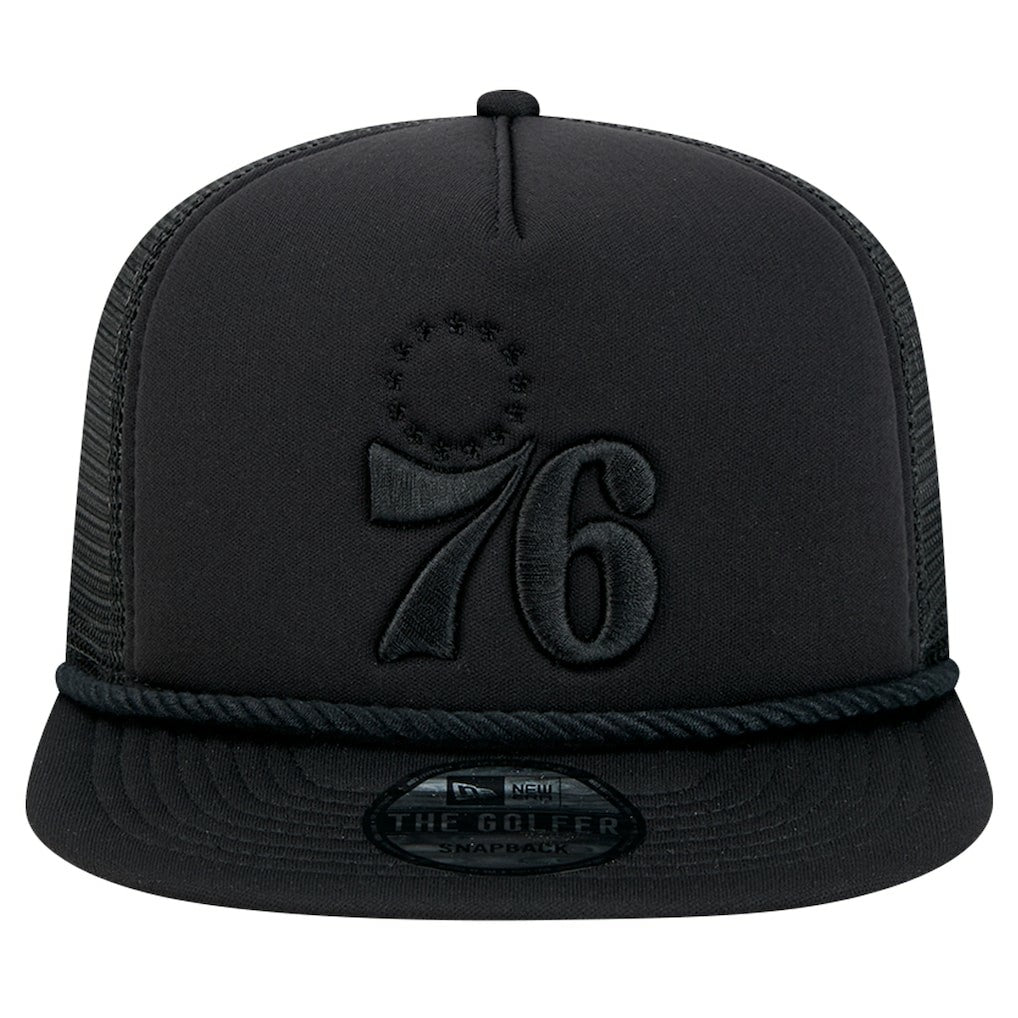 Philadelphia 76ers Tone Foam Meshback Golfer Snapback Hat Black - NBA