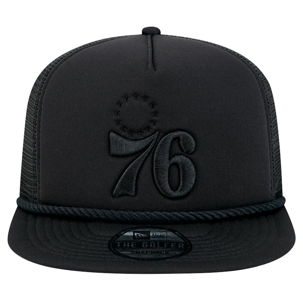 Philadelphia 76ers Tone Foam Meshback Golfer Snapback Hat Black - NBA
