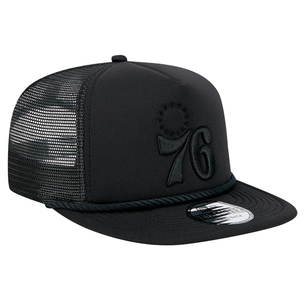 Philadelphia 76ers Tone Foam Meshback Golfer Snapback Hat Black - NBA