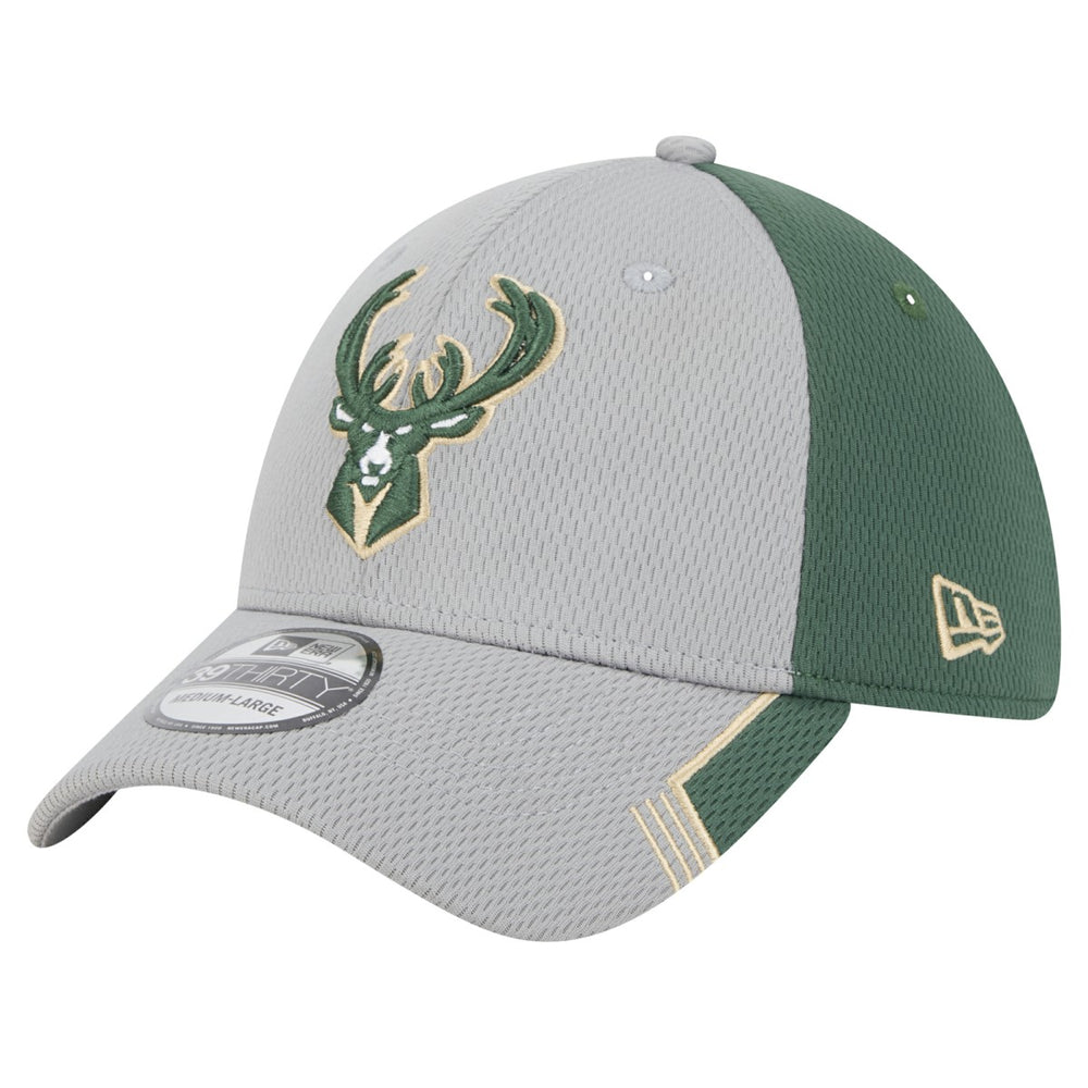 Milwaukee Bucks Active Trim 39THIRTY Flex Hat Gray/Hunter Green - NBA
