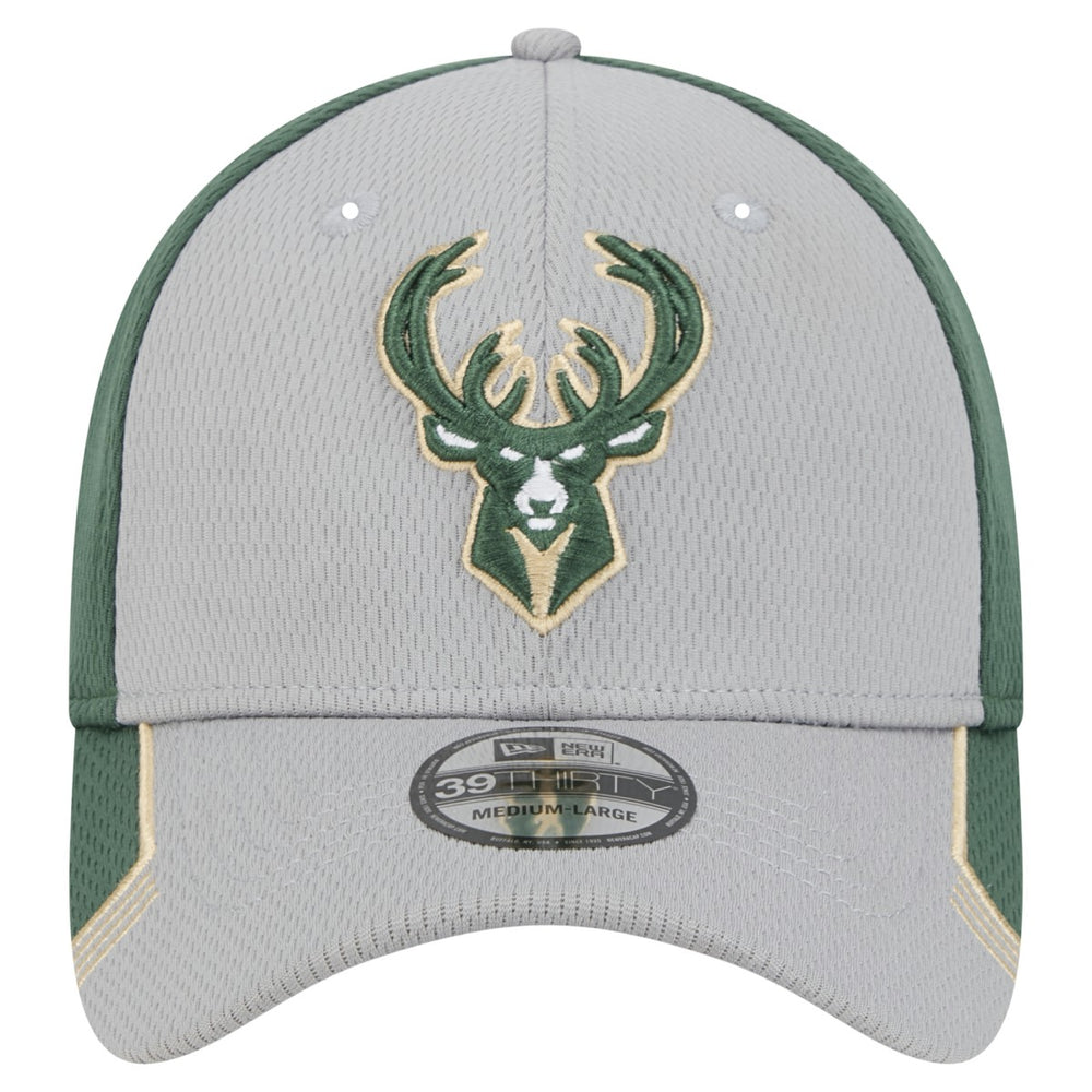 Milwaukee Bucks Active Trim 39THIRTY Flex Hat Gray/Hunter Green - NBA